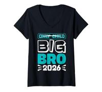 Womens Baby Brother Big BRO 2026 Only Child was Yesterday Brothers V-Neck T-Shirt