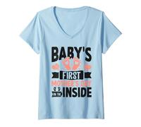 Women's Baby Bump Mother's Day Baby's First Mother's Day ON THE V-Neck T-Shirt