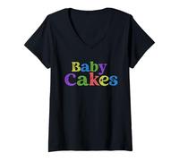 Women's Baby Cakes Fun Retro V-Neck T-Shirt