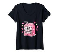 Women's Baby Daddy Tears Juice Box Funny Single Mama Divorce V-Neck T-Shirt