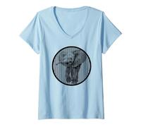 Womens Baby Elephant Op Art Minimalist Wildlife Design V-Neck T-Shirt