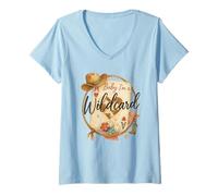 Womens Baby I’m A Wildcard Western Playing Card Watercolor V-Neck T-Shirt