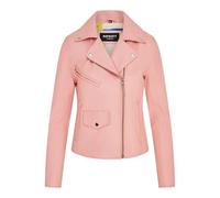 Womens Baby Pink Leather Biker Classic Brando Moto Ladies Jacket