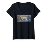 Women's Babylon Ishtar Lion Relief Nebuchadnezzar Design V-Neck T-Shirt