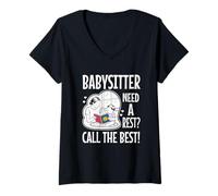 Womens Babysitter Need a Rest Call The Best V-Neck T-Shirt
