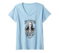Women's Bach The Cantor Baroque Portrait Pipe Organ Classical Music V-Neck T-Shirt