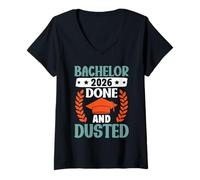 Womens Bachelor 2026 Done and Dusted Funny Bachelor Degree V-Neck T-Shirt