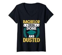 Womens Bachelor 2026 Done and Dusted Funny Bachelor Degree V-Neck T-Shirt