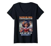 Womens Bachelor 2026 SHE was Sure SHE Could Bachelor Degree V-Neck T-Shirt
