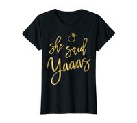 Womens Bachelorette Party Shirts She Said Yaaas Dark Yellow T-Shirt