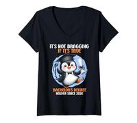 Women's Bachelor's Degree NOT Bragging IF It's True Funny Bachelors V-Neck T-Shirt