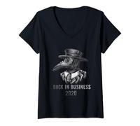 Womens Back In Business 2020 - Plague Doctor Mask V-Neck T-Shirt