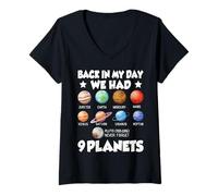 Womens Back in My Day We Had 9 Planets Solar System Astronaut Space V-Neck T-Shirt