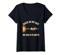 Women's Back in My Day We Had 9 Planets Space Solar System V-Neck T-Shirt
