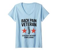 Womens Back Pain Veteran Zero Days Without Complaining Design V-Neck T-Shirt