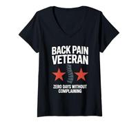 Womens Back Pain Veteran Zero Days Without Complaining Design V-Neck T-Shirt