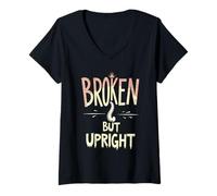Womens Back Pain Warrior Spinal Strength Chronic Pain Overcomer V-Neck T-Shirt