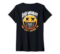 Women's Back Print Bad Monday You Can't Control me V-Neck T-Shirt