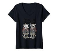 Womens Back to School - Grumpy Animal Students in Uniforms V-Neck T-Shirt