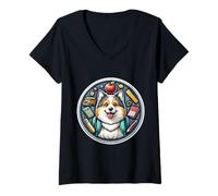 Womens Back To School Icelandic Sheepdog Dog Boy Girls Student Kids V-Neck T-Shirt