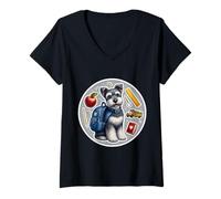 Womens Back To School Kerry Blue Terrier Dog Boy Girls Student Kids V-Neck T-Shirt