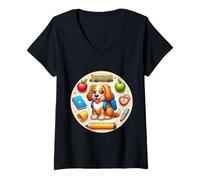 Womens Back To School Nederlandse Kooikerhondje Dog Boys Girls Kids V-Neck T-Shirt