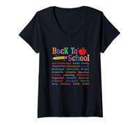 Womens Back To School New Beginnings Creative Learning Motivated V-Neck T-Shirt