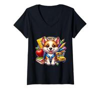 Womens Back To School Portuguese Podengo Pequeno Dog Boy Girls Kids V-Neck T-Shirt
