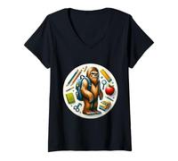Womens Back To School Sasquatch Boys Girl Student Big-Foot Big Foot V-Neck T-Shirt