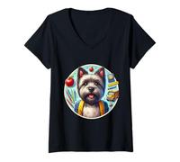 Womens Back To School Skye Terrier Dog Boy Girls Owner Student Kids V-Neck T-Shirt