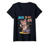 Womens Back To The 80's Cat Party Outfit 80s Outfit Men Women Kids V-Neck T-Shirt