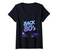 Women's Back to the 80's Retro Nostalgic Down Memory Lane Throwback V-Neck T-Shirt
