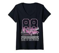Womens Back To The Future Delorean 88 MPH Jersey Numbers V-Neck T-Shirt