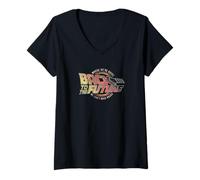 Womens Back To The Future Distressed Roads Logo V-Neck T-Shirt