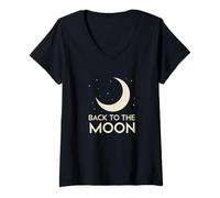 Women's Back to The Moon Space Exploration Human Lunar Mission V-Neck T-Shirt