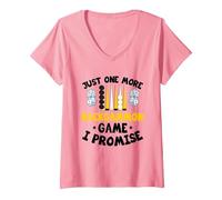 Women's Backgammon Board Game V-Neck T-Shirt, Pink, Medium