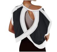 Womens Backless Workout Crop Tops Thin Cutout Open Back Sports T-Shirts Exercise Short Sleeve Blouse Casual Loose Running Tee Top Athletic Gym Yoga Shirt Activewear