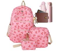 Women's Backpack -6.29 Inch Trendy Design with Large Capacity Travel Backpack for Girls, Lightweight Cosmetic Organizer Bag Teacher, Business, Airplane Travel, Bee Adventures, hot pink,