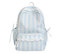 Women's Backpack, Bow Design, Striped Bag with Elegant Look, blue, See description, See description