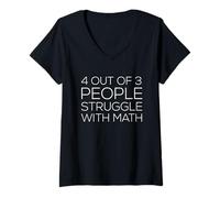 Women's Backprint 4 Out of 3 People Struggle with Math V-Neck T-Shirt