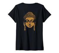 Women's Backprint Buddha Head Siddhartha Gautama V-Neck T-Shirt