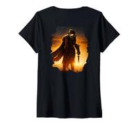 Women's Backprint Epic Knight at Sunset on the Field V-Neck T-Shirt