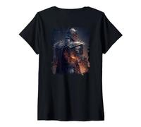 Women's Backprint Epic Knight Hero Dark World's Form V-Neck T-Shirt