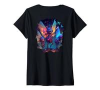 Women's Backprint Fairytale Adventures Fairies in Fairytale Forest V-Neck T-Shirt