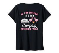 Womens Backprint If I am drunk its my camping friends fault V-Neck T-Shirt