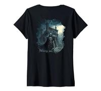Women's Backprint Knight in Thunderstorm with rain V-Neck T-Shirt