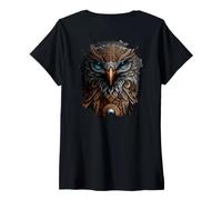 Women's Backprint Mixture of Epic Eagle and Mighty owl V-Neck T-Shirt