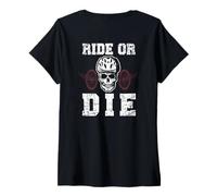 Womens Backprint Ride or die V-Neck T-Shirt