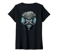 Women's Backprint The Dark Mystical Viking with Armor V-Neck T-Shirt