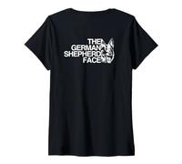Women's Backprint The German Shepherd Face German Shepherd Dog V-Neck T-Shirt